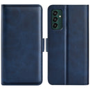 For Samsung Galaxy M13 4G Dual-side Magnetic Buckle Horizontal Flip Leather Phone Case(Dark Blue)