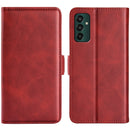 For Samsung Galaxy M13 4G Dual-side Magnetic Buckle Horizontal Flip Leather Phone Case(Red)
