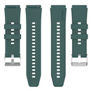 For Huawei Watch GT 42mm/46mm / GT2 46mm 22mm Protruding Head Silicone Strap Silver Buckle(Dark Green)