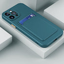 For iPhone 14 Skin Feel Card Color Button TPU Case (Dark Green)