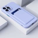 For iPhone 14 Skin Feel Card Color Button TPU Case (Purple)