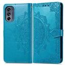 For Motorola Moto G42 Mandala Flower Embossed Leather Phone Case(Blue)