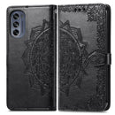 For Motorola Moto G62 Mandala Flower Embossed Leather Phone Case(Black)
