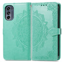 For Motorola Moto G62 Mandala Flower Embossed Leather Phone Case(Green)