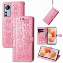 For Xiaomi 12 Lite Cute Cat and Dog Embossed Leather Phone Case(Pink)