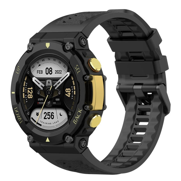 For Amazfit T-Rex 2 Silicone Leisure Watch Band(Black)
