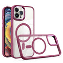 Gold Shield Clear TPU MagSafe Phone Case For iPhone 11 Pro Max(Wine Red)