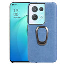 For OPPO Reno8 Pro 5G Ring Holder Honeycomb PU Phone Case(Wathet)