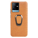 For vivo T2X 5G Ring Holder Honeycomb PU Phone Case(Orange)