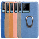 For vivo T2X 5G Ring Holder Honeycomb PU Phone Case(Orange)