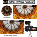 224KM 48MP 3.0 inch Touch Screen Night Vision IR 16X Digital Zoom 4K Professional WiFi Video Camera Camcorder, Model:Standard + Fill Light