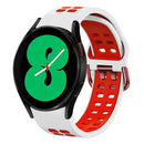 For Samsung Galaxy Watch 4 44mm 20mm Breathable Two-Color Silicone Watch Band(White+Red)