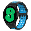 For Samsung Galaxy Watch 4 44mm 20mm Breathable Two-Color Silicone Watch Band(Black+Blue)