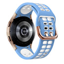 For Samsung Galaxy Watch 4 44mm 20mm Breathable Two-Color Silicone Watch Band(Light Blue+White)