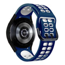 For Samsung Galaxy Watch 4 44mm 20mm Breathable Two-Color Silicone Watch Band(Midnight Blue+White)