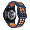 For Samsung Galaxy Watch 4 44mm 20mm Breathable Two-Color Silicone Watch Band(Midnight Blue+Orange)