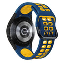 For Samsung Galaxy Watch 4 44mm 20mm Breathable Two-Color Silicone Watch Band(Midnight Blue+Yellow)