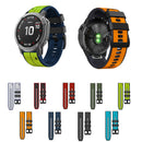 For Garmin Fenix 5X Plus 22mm Silicone Sports Two-Color Watch Band(Amygreen+Black)