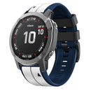 For Garmin Fenix 7 22mm Silicone Sports Two-Color Watch Band(White+Dark Blue)