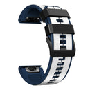 For Garmin Fenix 7 22mm Silicone Sports Two-Color Watch Band(White+Dark Blue)