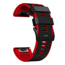 For Garmin Fenix 7 22mm Silicone Sports Two-Color Watch Band(Black+Red)
