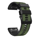 For Garmin Fenix 7 22mm Silicone Sports Two-Color Watch Band(Amygreen+Black)