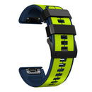 For Garmin Fenix 7 22mm Silicone Sports Two-Color Watch Band(Lime + Black)