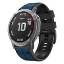 For Garmin Fenix 7 22mm Silicone Sports Two-Color Watch Band(Dark Blue+Black)