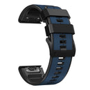 For Garmin Fenix 7 22mm Silicone Sports Two-Color Watch Band(Dark Blue+Black)