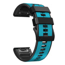 For Garmin Fenix 7 22mm Silicone Sports Two-Color Watch Band(Skyblue+Black)