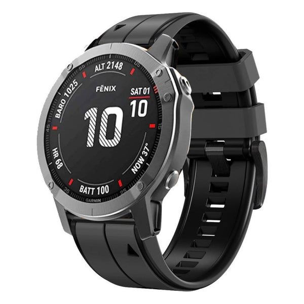 For Garmin EPIX Gen2 22mm Silicone Sports Two-Color Watch Band(Carbon Ash + Black)