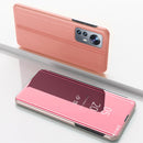 For Xiaomi 12 Lite Plated Mirror Horizontal Flip Leather Case with Holder(Rose Gold)