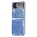 For Samsung Galaxy Z Flip4 JUNSUNMAY Glitter Leather Skin PC Folding Phone Case(Blue)