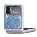 For Samsung Galaxy Z Flip4 JUNSUNMAY Glitter Leather Skin PC Folding Phone Case(Blue)