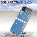 For Samsung Galaxy Z Flip4 JUNSUNMAY Glitter Leather Skin PC Folding Phone Case(Blue)