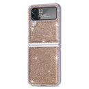 For Samsung Galaxy Z Flip4 JUNSUNMAY Glitter Leather Skin PC Folding Phone Case(Golden)