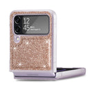 For Samsung Galaxy Z Flip4 JUNSUNMAY Glitter Leather Skin PC Folding Phone Case(Golden)