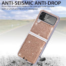 For Samsung Galaxy Z Flip4 JUNSUNMAY Glitter Leather Skin PC Folding Phone Case(Golden)