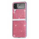 For Samsung Galaxy Z Flip4 JUNSUNMAY Glitter Leather Skin PC Folding Phone Case(Pink)