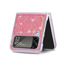 For Samsung Galaxy Z Flip4 JUNSUNMAY Glitter Leather Skin PC Folding Phone Case(Pink)