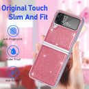 For Samsung Galaxy Z Flip4 JUNSUNMAY Glitter Leather Skin PC Folding Phone Case(Pink)