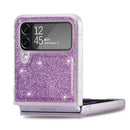 For Samsung Galaxy Z Flip4 JUNSUNMAY Glitter Leather Skin PC Folding Phone Case(Purple)