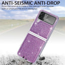 For Samsung Galaxy Z Flip4 JUNSUNMAY Glitter Leather Skin PC Folding Phone Case(Purple)