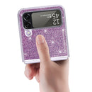 For Samsung Galaxy Z Flip4 JUNSUNMAY Glitter Leather Skin PC Folding Phone Case(Purple)