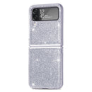 For Samsung Galaxy Z Flip4 JUNSUNMAY Glitter Leather Skin PC Folding Phone Case(Silver)