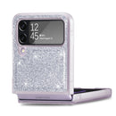 For Samsung Galaxy Z Flip4 JUNSUNMAY Glitter Leather Skin PC Folding Phone Case(Silver)