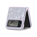For Samsung Galaxy Z Flip4 JUNSUNMAY Glitter Leather Skin PC Folding Phone Case(Silver)