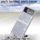 For Samsung Galaxy Z Flip4 JUNSUNMAY Glitter Leather Skin PC Folding Phone Case(Silver)