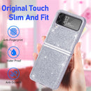 For Samsung Galaxy Z Flip4 JUNSUNMAY Glitter Leather Skin PC Folding Phone Case(Silver)