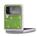 For Samsung Galaxy Z Flip4 JUNSUNMAY Glitter Leather Skin PC Folding Phone Case(Green)